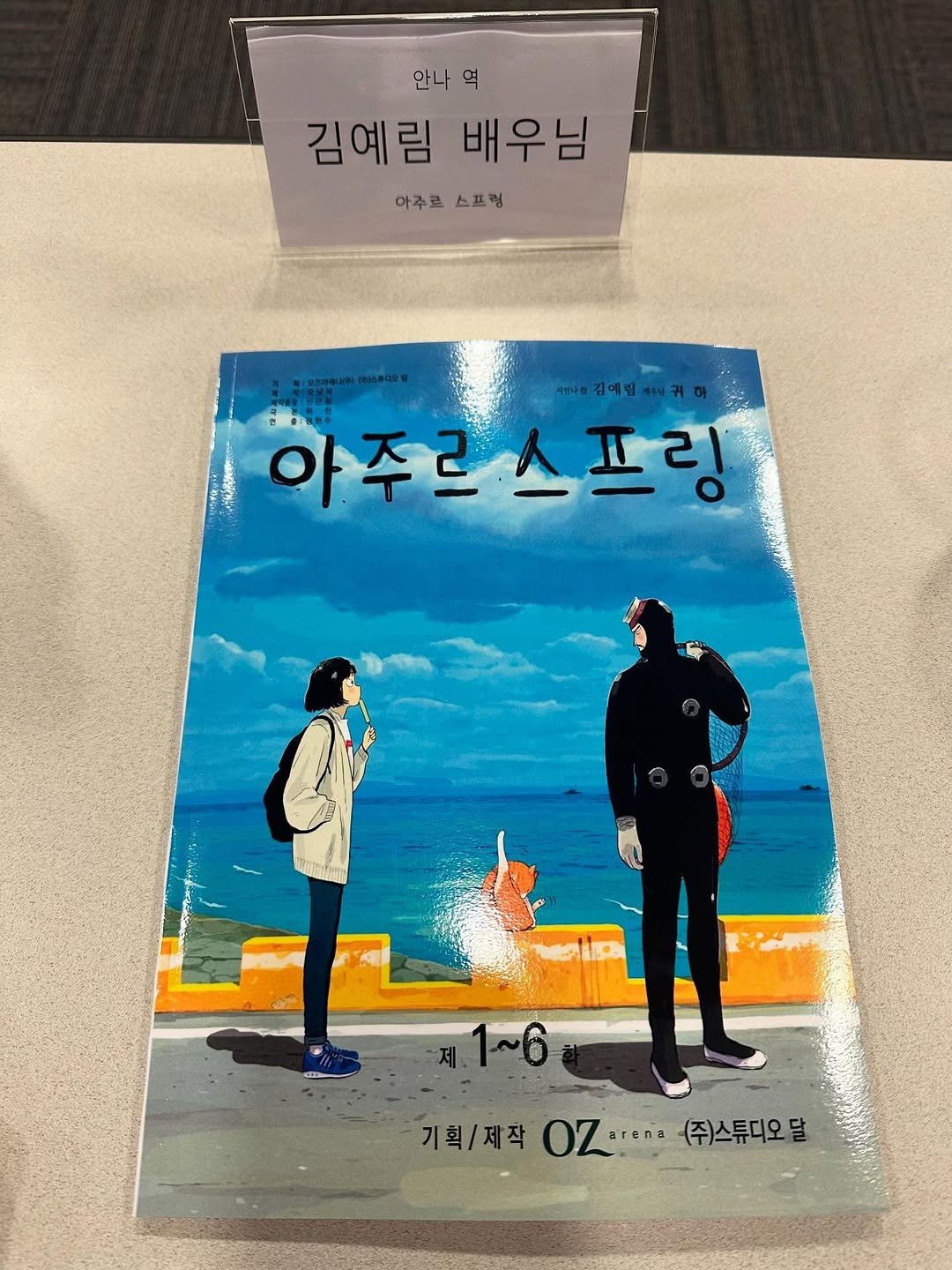 Photo by 김예림 🪽 yeri on April 23, 2026. May be an illustration of poster, book, magazine and text that says '안나 안나역 역 김예림 배우님 아주르 아주르스프링 스프팅 아주르스프링 스프링 아주르 기획/제작 OZ 기획/제적어Z....주스투디오델 OZarena arena (주)스튜디오달'.