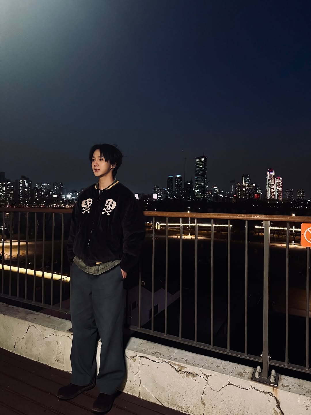 Photo shared by Yesung on March 30, 2026 tagging @yesung_smtown. May be an image of the Brooklyn Bridge, the Queensboro Bridge, night and text.