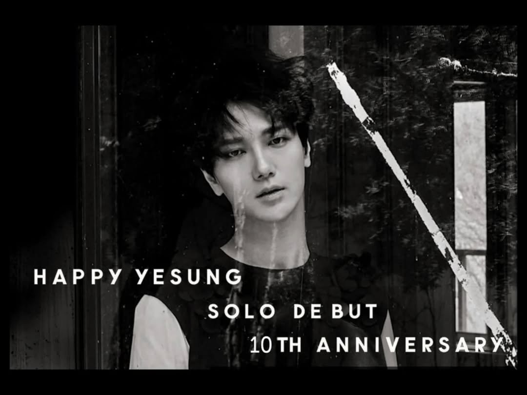 Photo shared by Yesung on April 18, 2026 tagging @yesung_jp_official, and @yesung_smtown. May be an image of one or more people, bangs, poster, bolo tie and text that says 'HAPPY HAPPYYESUNG YESUNG SOLO DE DEB 10ΤΗ 10 TH ANNIVERSARX'.