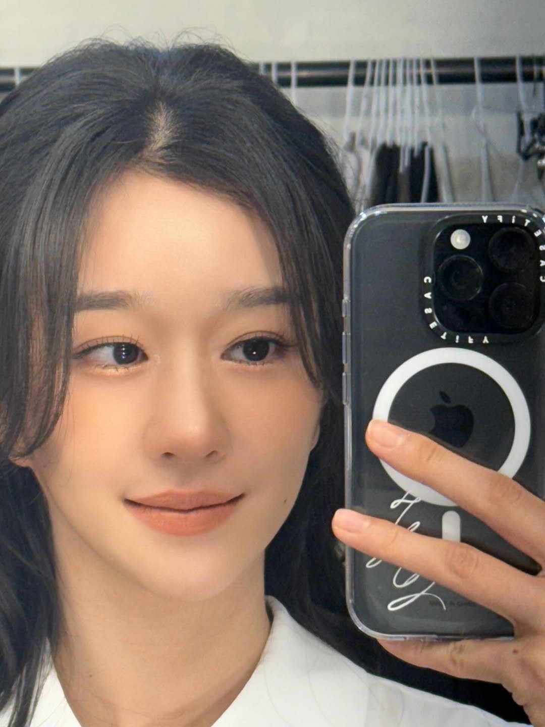 Photo by SEO YEA JI on December 30, 2025. May be a selfie of one or more people, hair, top, mirror and text.