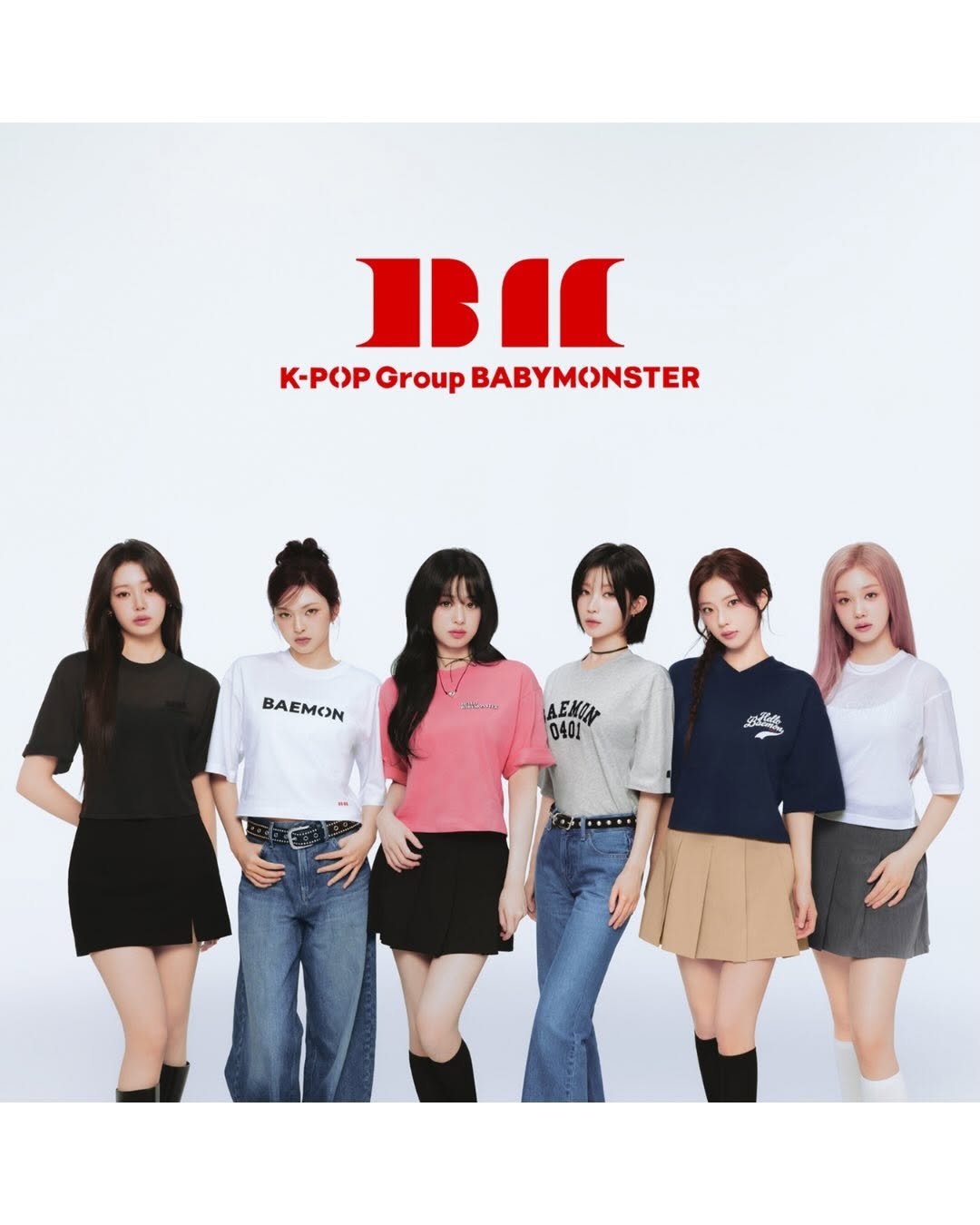 Photo shared by UNIQLO Global on November 30, 2025 tagging @ygad_official, and @uniqlo.ut. May be an image of poster, top and text that says 'I Κ-POP Group BABYMONSTER BAEMON BA beteras AEKON 0401 必形会 M'.