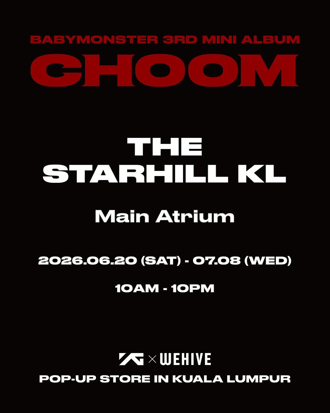 ygad_official 게시물 이미지: BABYMONSTER 3rd MINI ALBUM [춤 (CHOOM)] POP-UP...