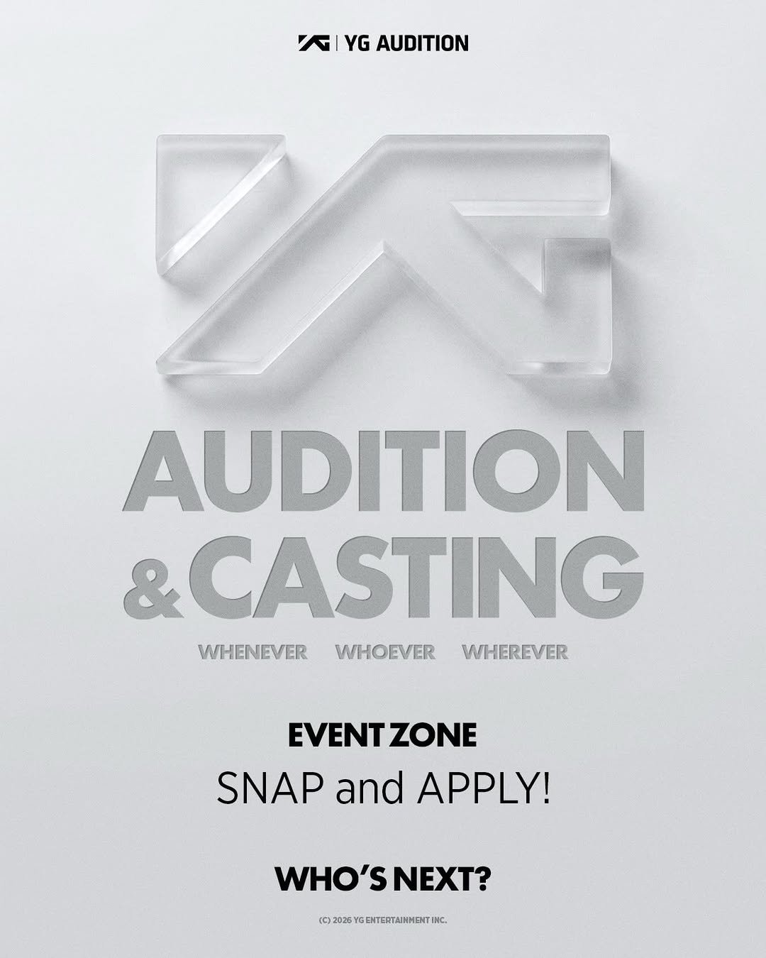 ygaudition 게시물 이미지: YG AUDITION&CASTING EVENT ZONE 
[SNAP and...