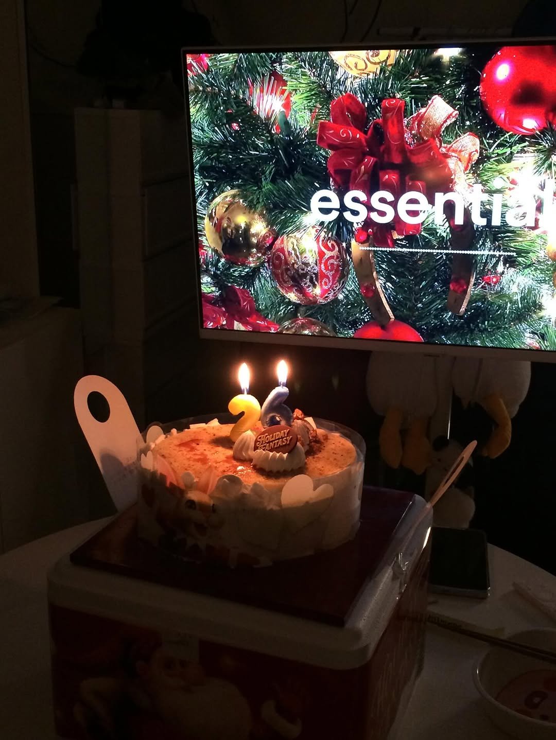 Photo shared by 레미  -`ღ´-  전국 • 카페 • 맛집 on December 29, 2025 tagging @baskinrobbinskorea. May be an image of cake, candle, fruitcake and text that says 'eşsentia esse'.