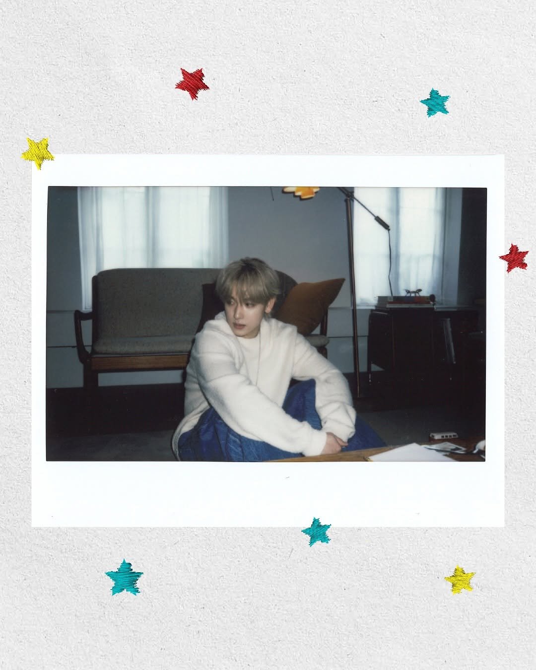 Photo by SMArt on November 30, 2025. May be an image of one or more people, bangs, blonde hair, polaroid, turtleneck and text.