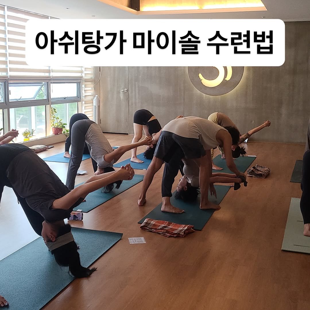 Photo by 최연재 • 아쉬탕가 안내자 | 유솜 요가지도자과정 RYT200 on November 10, 2025. May be an image of ‎yoga and ‎text that says '‎아쉬탕가 마이솔 수련법 لحات‎'‎‎.