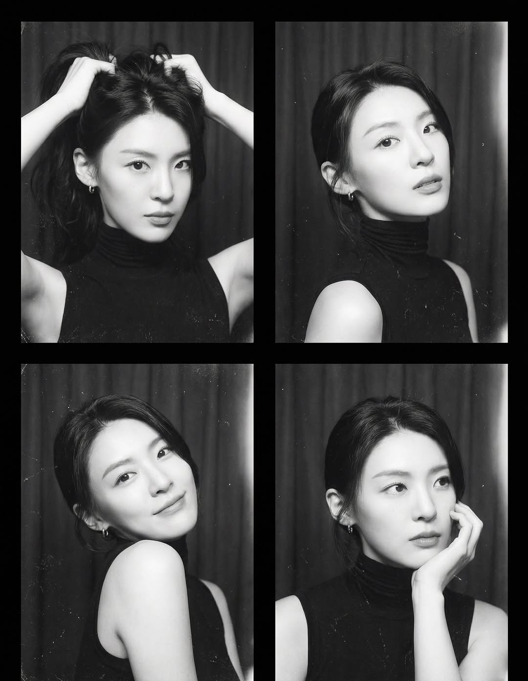 Photo by 채효령 on February 05, 2026. May be a black-and-white image of one or more people, bangs, turtleneck and text.