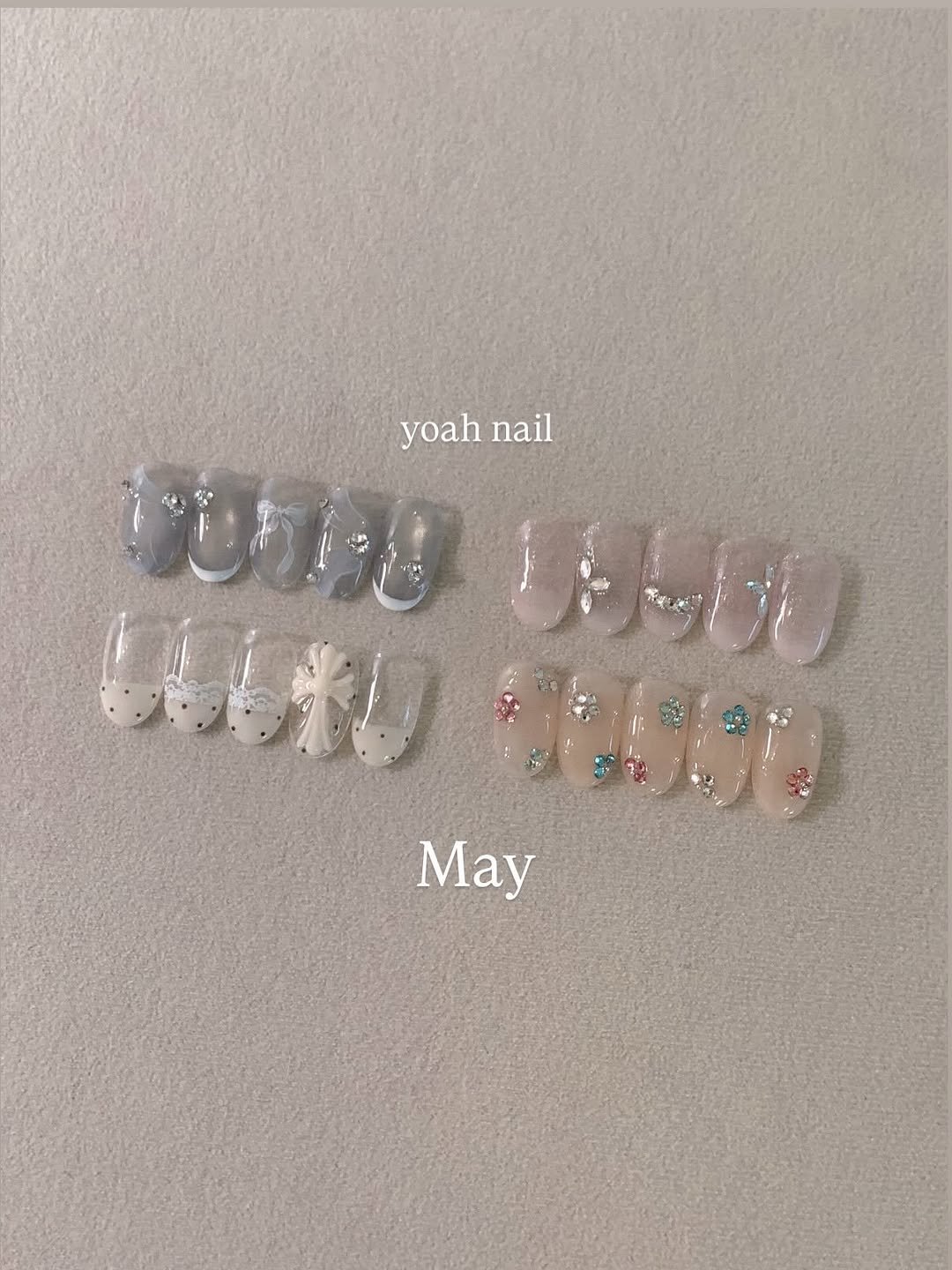 Photo by 청량리 요아네일 on April 28, 2026. May be an image of one or more people, fingernails and text that says 'yoah nail Cuno May'.