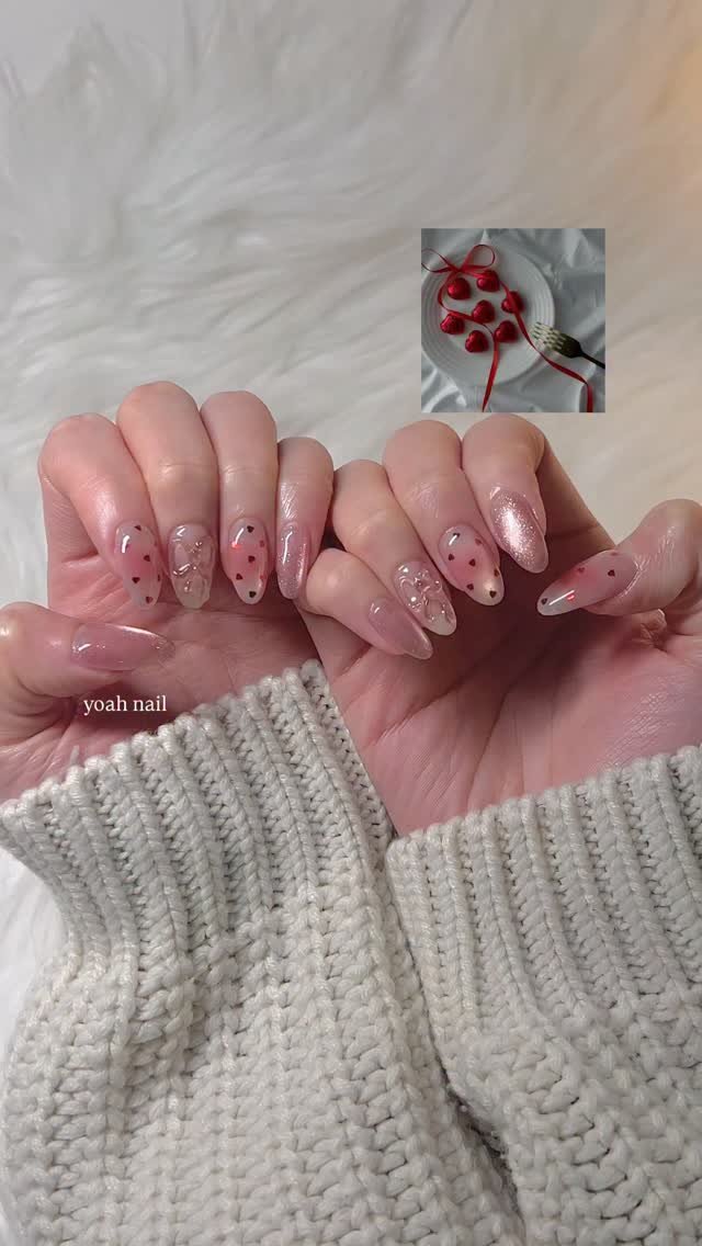 yoah_nail 게시물 이미지: ❤️
러블리색감.˳˳.⋅♡ 

.

.

.
#동대문네일#청량리네일#웨딩네일