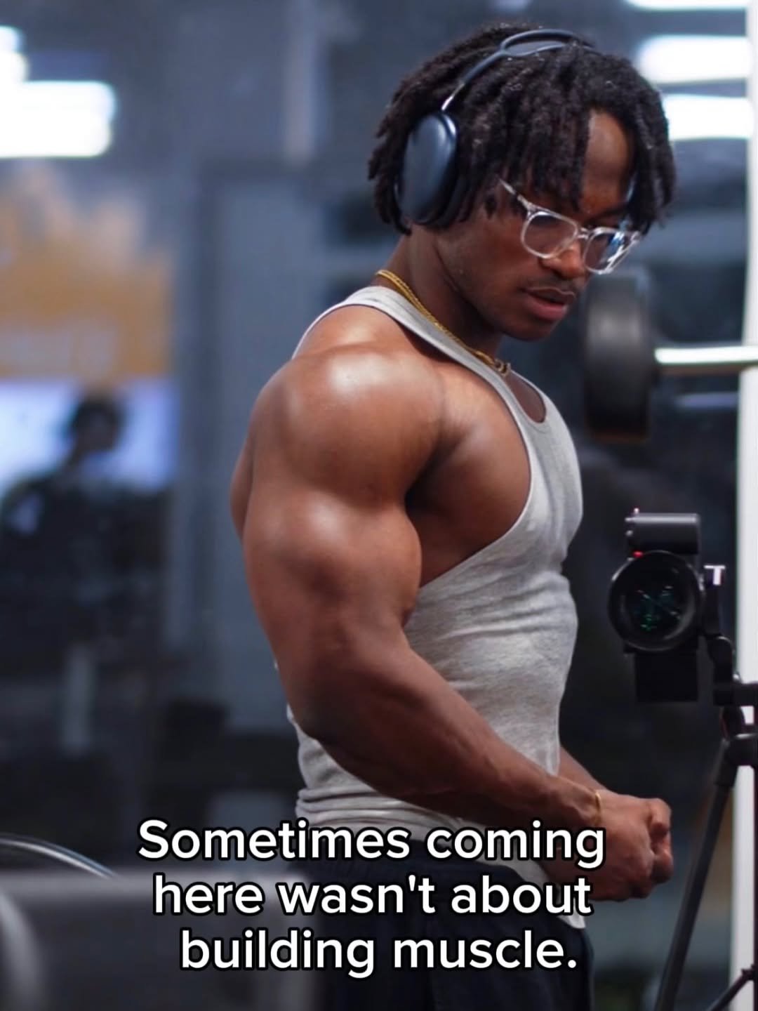 Photo by Jeremy koko on January 21, 2026. May be an image of one or more people, biceps, people bodybuilding and text that says '56 T Sometimes coming here wasn't about building muscle.'.