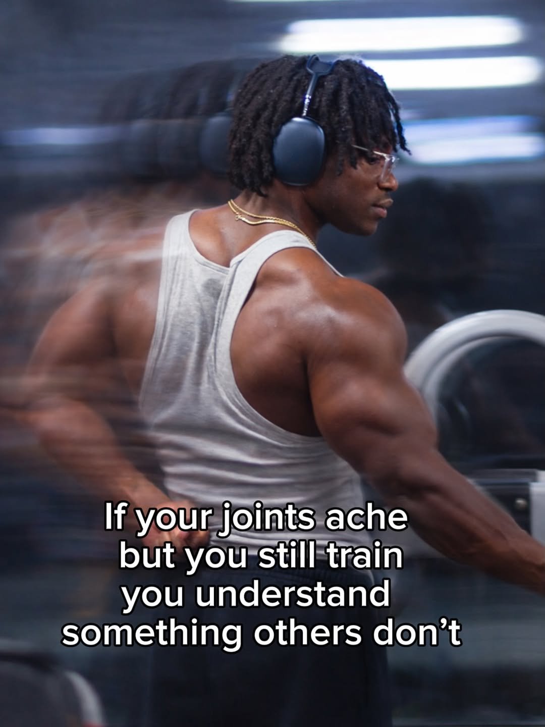 Photo by Jeremy koko on March 02, 2026. May be an image of body building and text that says 'If your joints ache but you still tilltrain you understand something others don't'.