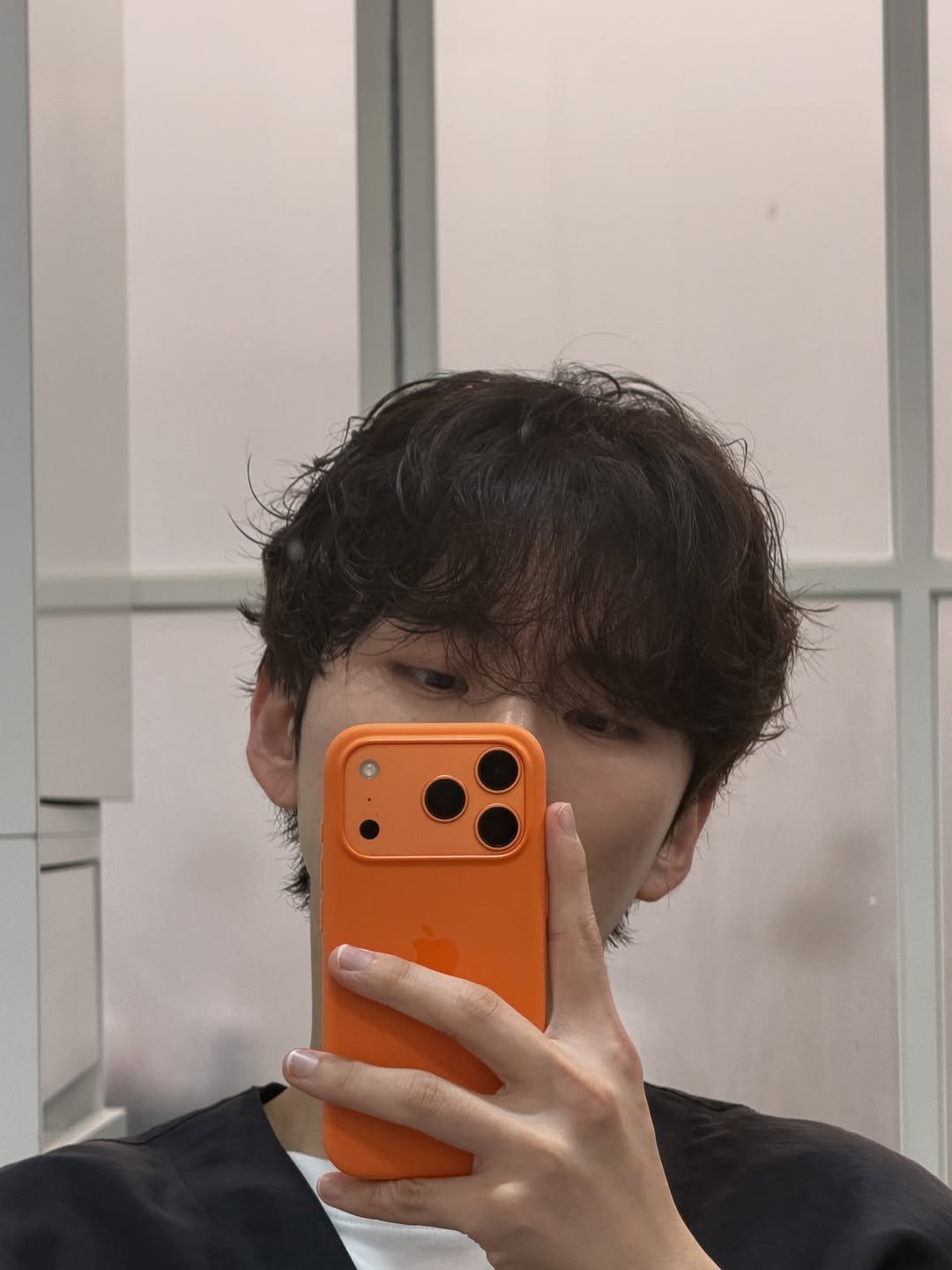 Photo by 기현 Kihyun on November 30, 2025. May be a selfie of one or more people, hair, phone, mirror and text.