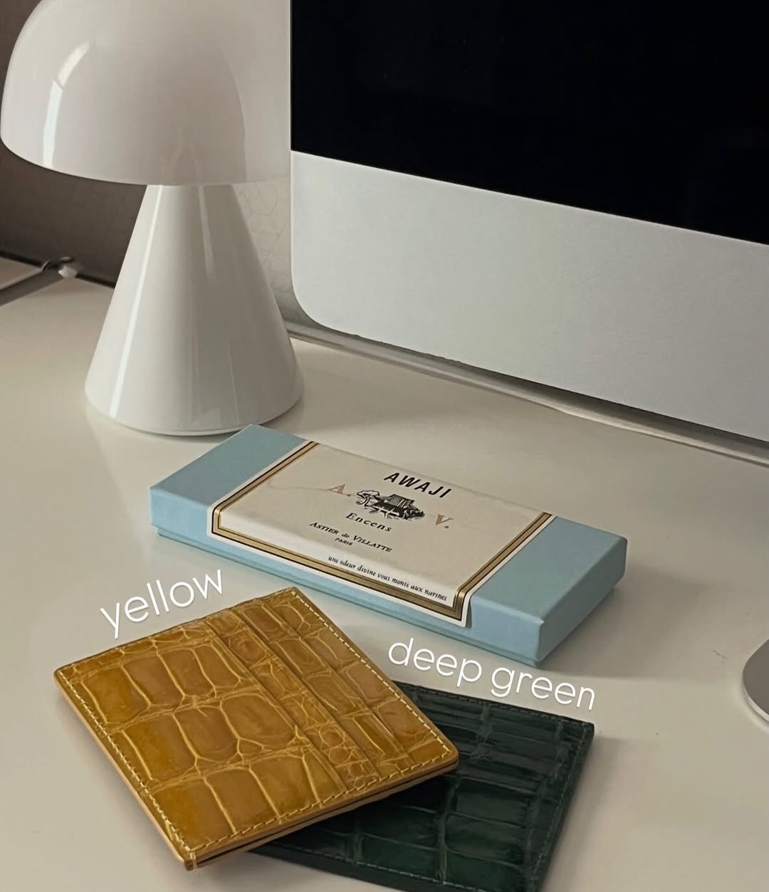 Photo by Kim Yoon on March 04, 2026. May be an image of crocodile, saddle-stitched leather, leather, leather wallet, diary, clipboard, wallet, cigarette case, mouse pad, paper weight and text.