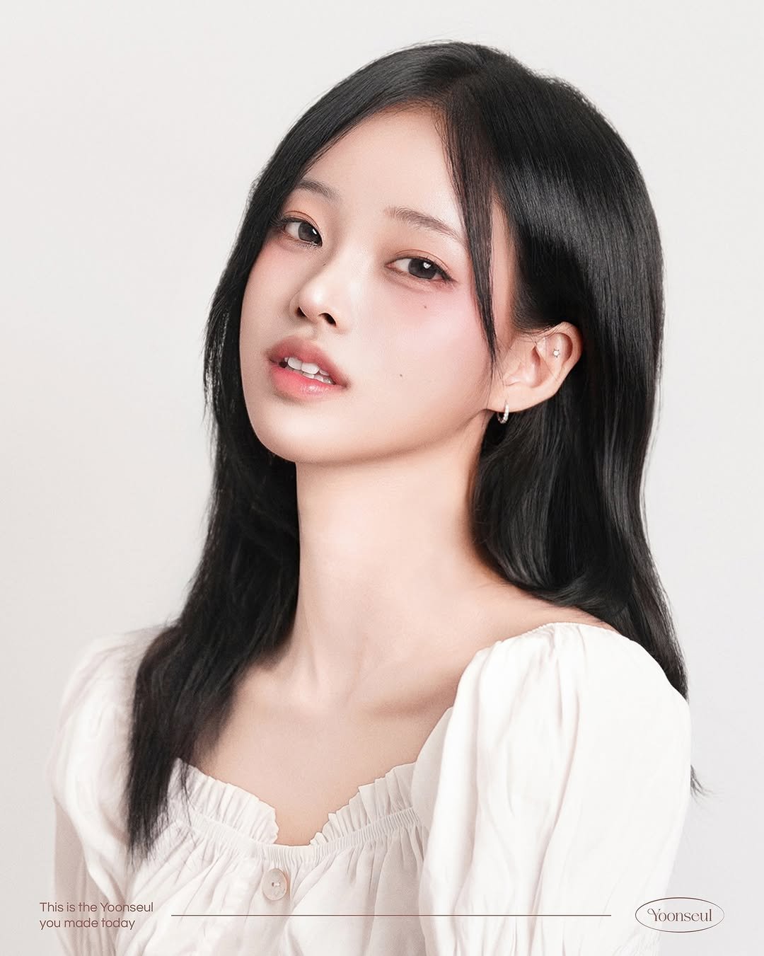 Photo shared by 윤슬사진관 | 홍대사진관 • 연남동증명사진 • 서울프로필 • 여권사진 • 커플사진 on September 27, 2025 tagging @2un.xe. May be an image of 1 person, hair, poster and text that says 'Thisis he Yoo Yoonseul ThisisthaYoonseul seul you made youmadetoday oumadetoday taday Yoonseul'.