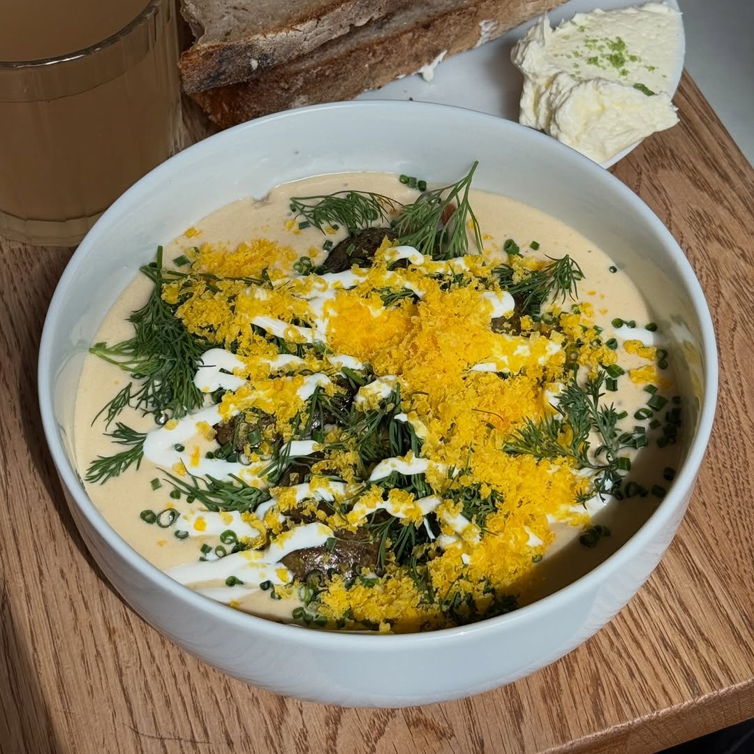 Photo by 육식맨 YOOXICMAN on December 03, 2025. May be an image of roe, poached egg, egg yolk and text.