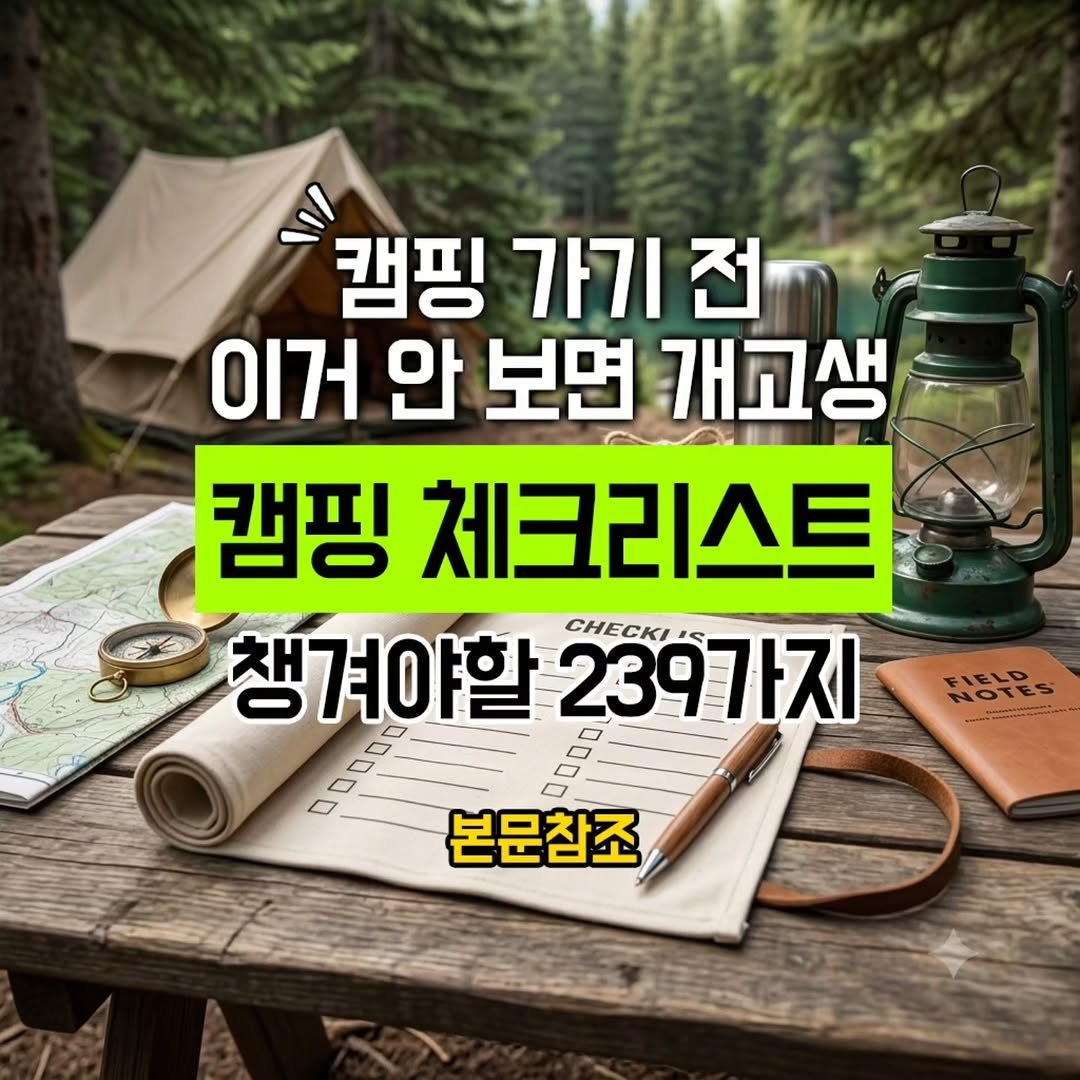 youksangmok 게시물 이미지: ❗캠핑 가기전 꼭 챙겨야 할 체크리스트 239가지/프린트할 수 있는 파일...