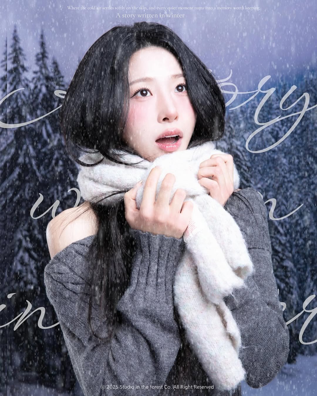 Photo shared by 혜다 on December 04, 2025 tagging @dakyo_yeon, and @studio.intheforest. May be an image of one or more people, hair, duffle coat, goosedown coat, poster, parka and text.