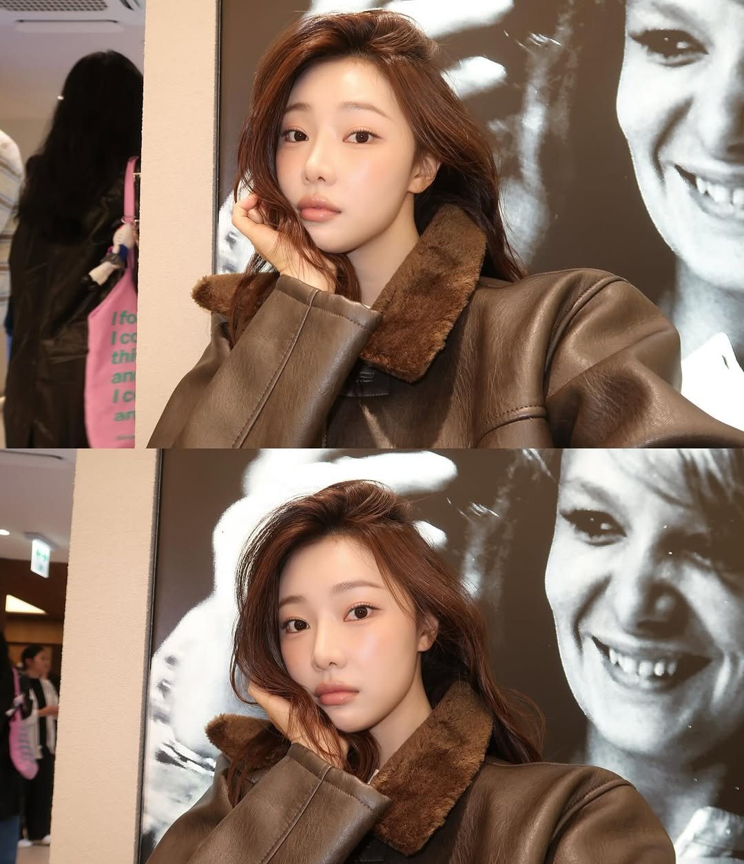 Photo shared by 이시안  ʟᴇᴇ sɪᴀɴ on October 16, 2025 tagging @marithe_kr. May be a selfie of one or more people, hair, duffle coat, goosedown coat, sable coat, overcoat, parka, jacket and text that says '信 th 10s I thi thi an IC'.