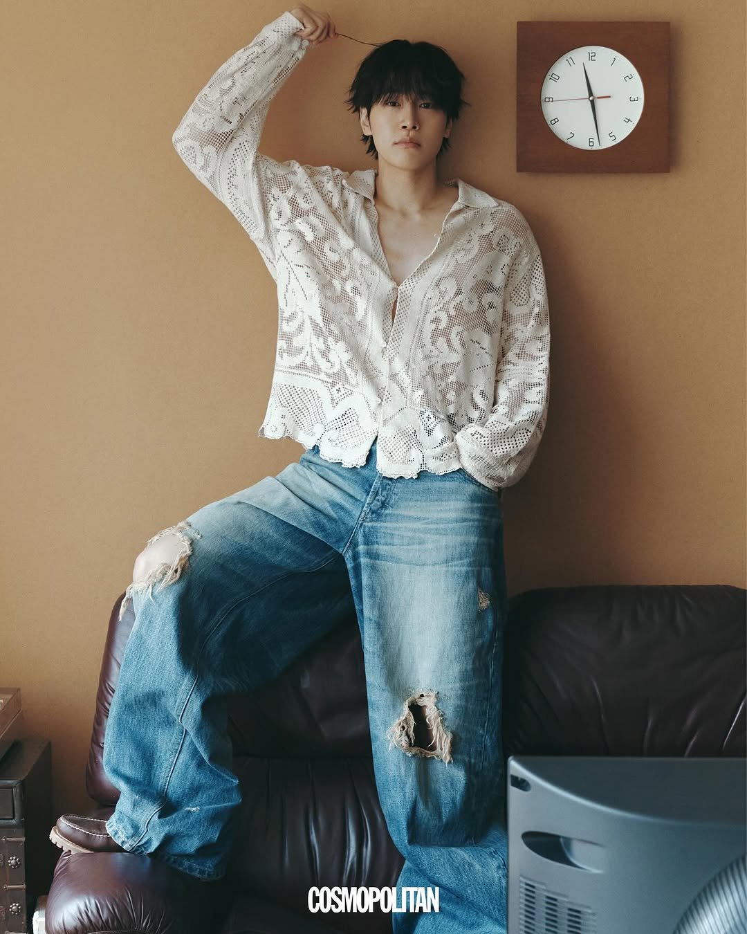 Photo shared by 강유석 you seok kang on July 25, 2025 tagging @jongddee, @yangjoongsan, and @jung.jieunn. May be an image of 1 person, bangs, bolo tie and text.