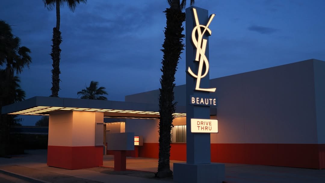 Photo by YSL Beauty Official on April 10, 2026. May be an image of signboard, palm trees and text that says 'BEAUTE DRIVE THRU'.