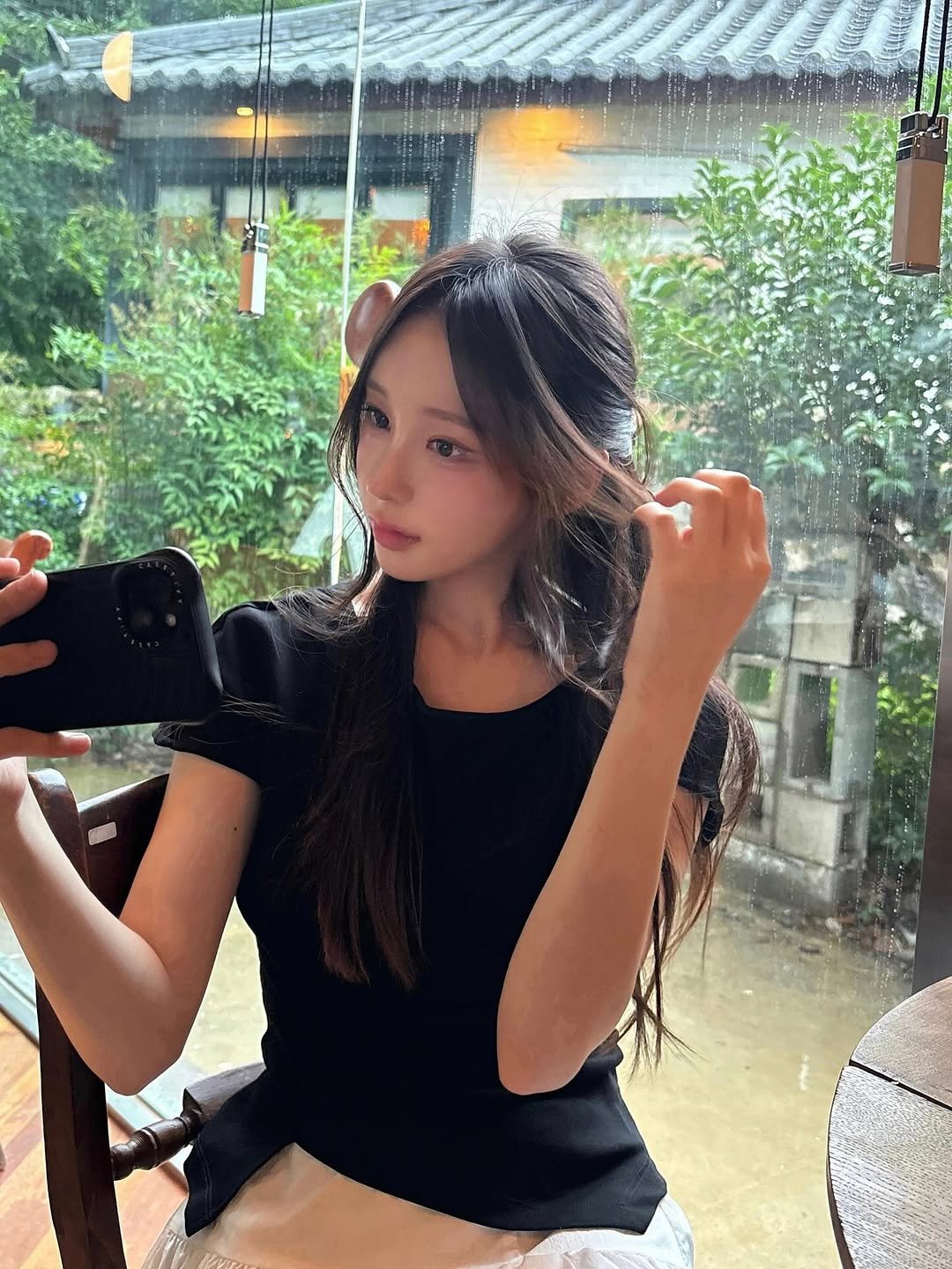 Photo by 율 on July 19, 2025. May be a selfie of 1 person, hair, top and text.