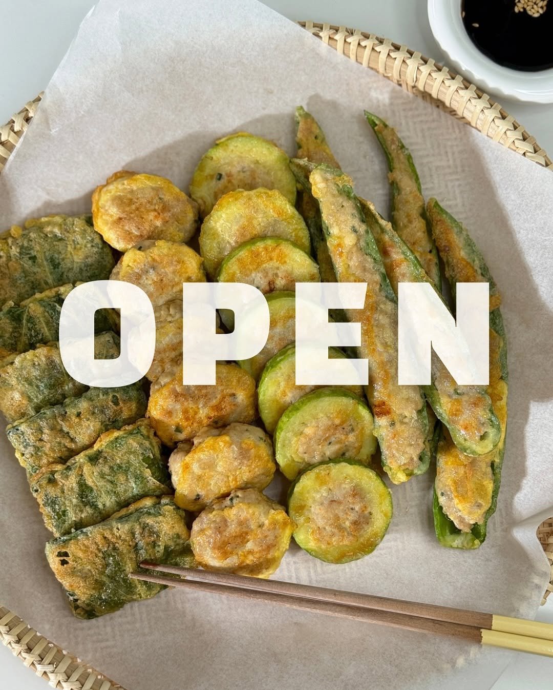 Photo by 냠냠부부의 집밥기록🤍 on September 13, 2025. May be an image of tofu, sushi, skewer, seaweed, chopsticks and text that says 'OPEN N'.