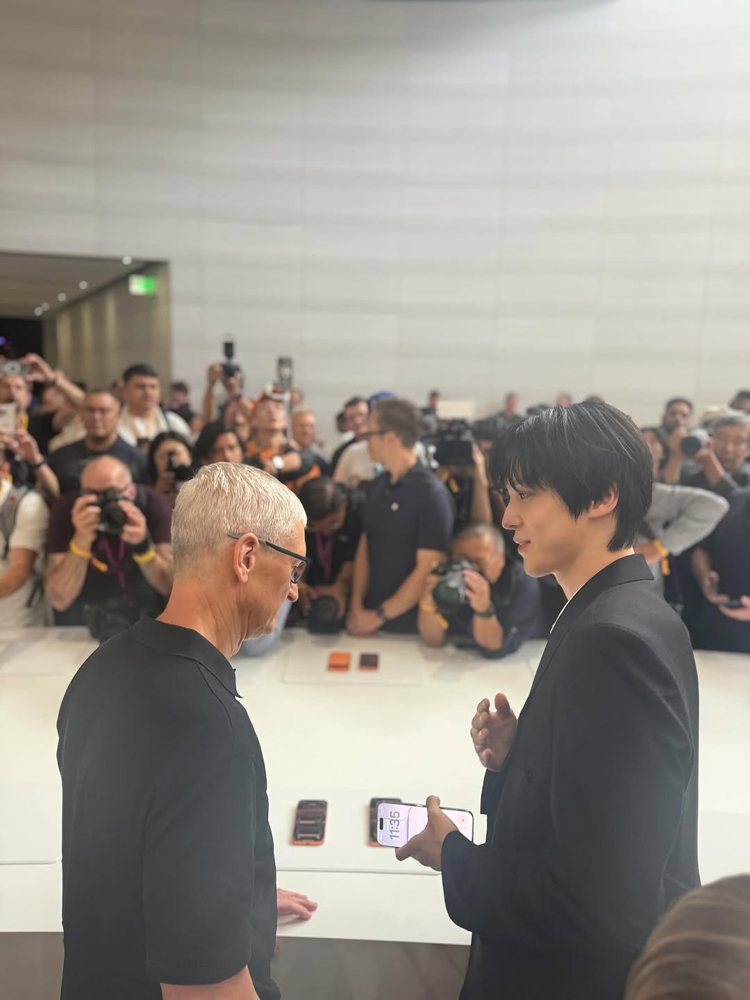 Photo shared by 윤호 (YUNHO) on September 09, 2025 tagging @apple. May be an image of one or more people.