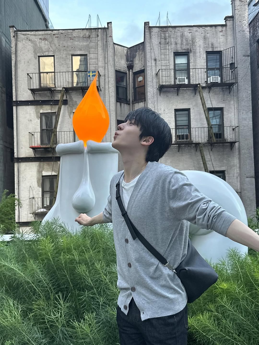 Photo by 윤호 (YUNHO) on November 29, 2025. May be an image of candle holder, fire, sparkler, candle, lantern and text.