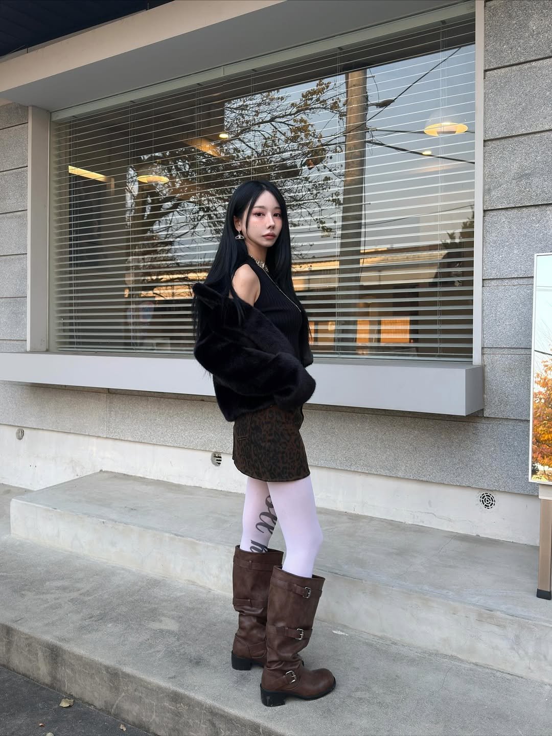 Photo shared by 유라 (李유라) on November 23, 2025 tagging @ririnco_official, @edenik_official, and @saintsatin__official. May be an image of fur coat.