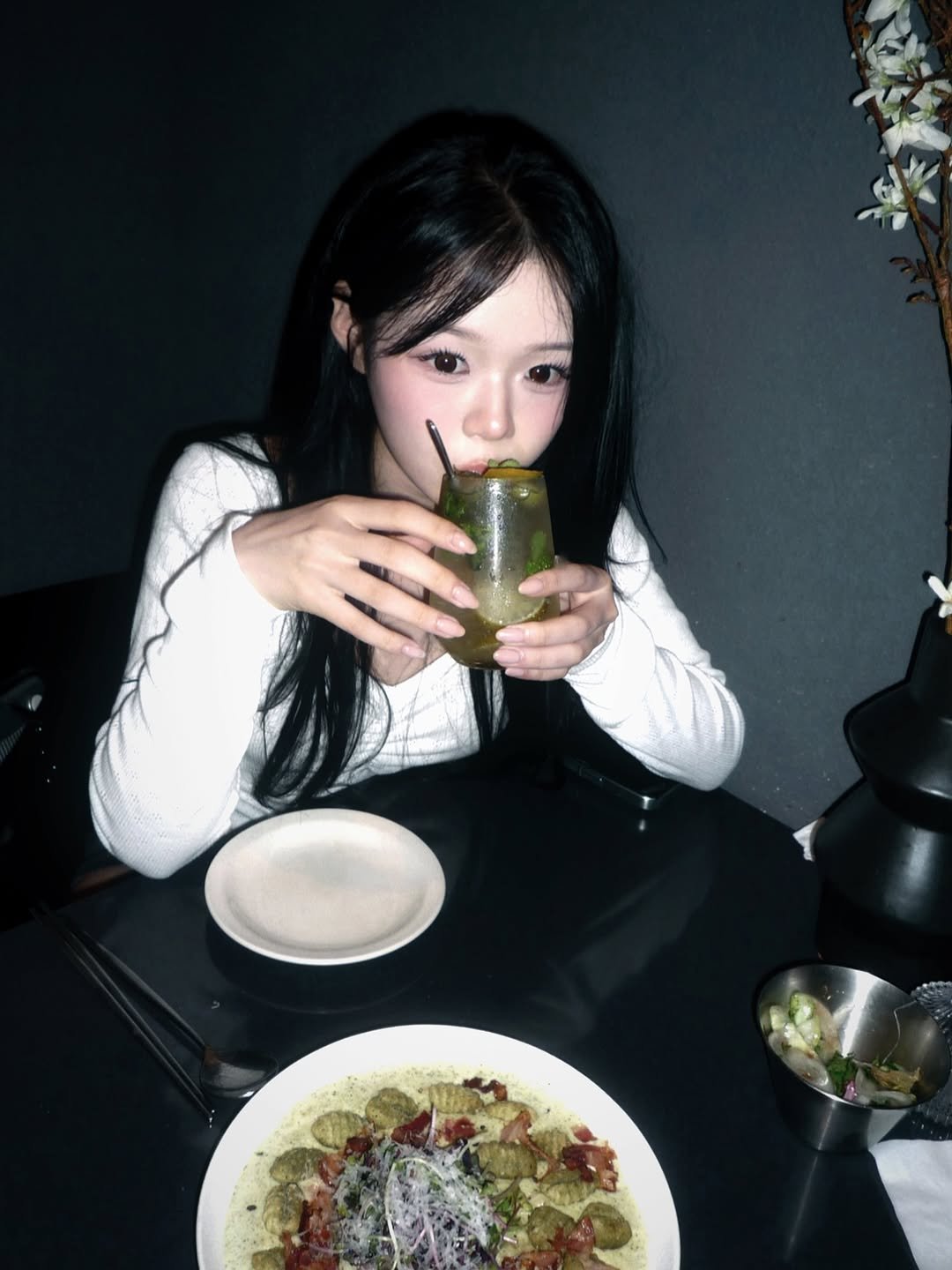 Photo by 홍유연 on September 02, 2025. May be an image of 1 person, drink, escargot and text.