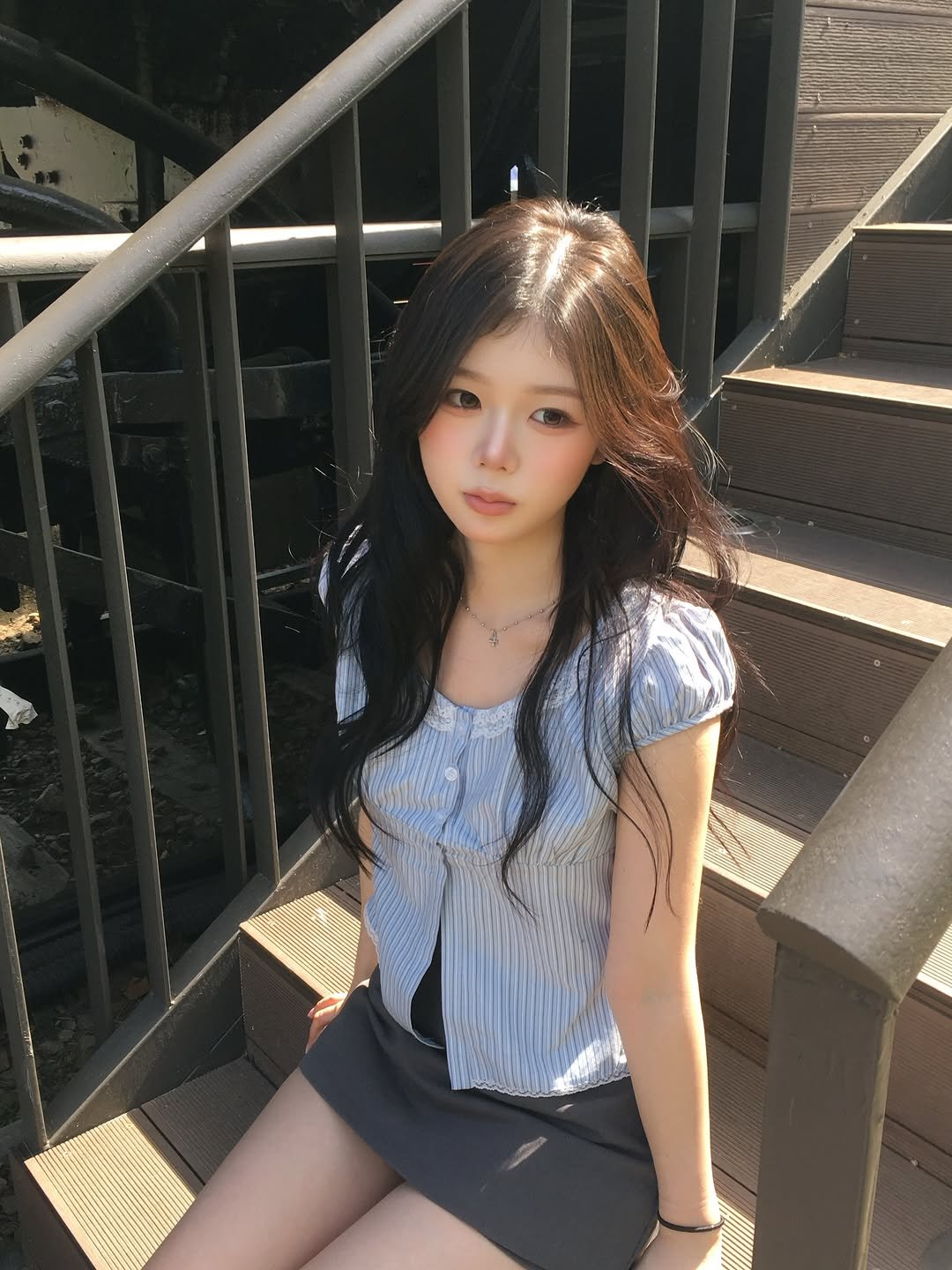 Photo shared by 홍유연 on April 23, 2026 tagging @u_bion_. May be an image of one or more people, hair, miniskirt, shorts and text.