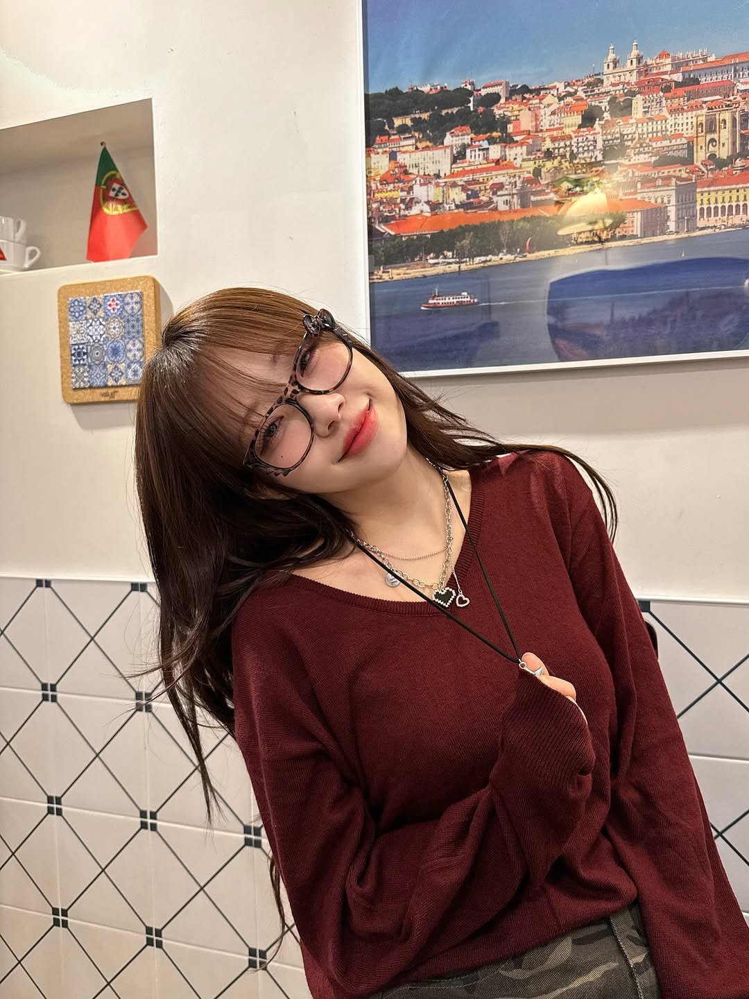 Photo by 지 지원 zzone on September 27, 2025. May be an image of 1 person, hair, turtleneck, top and text.