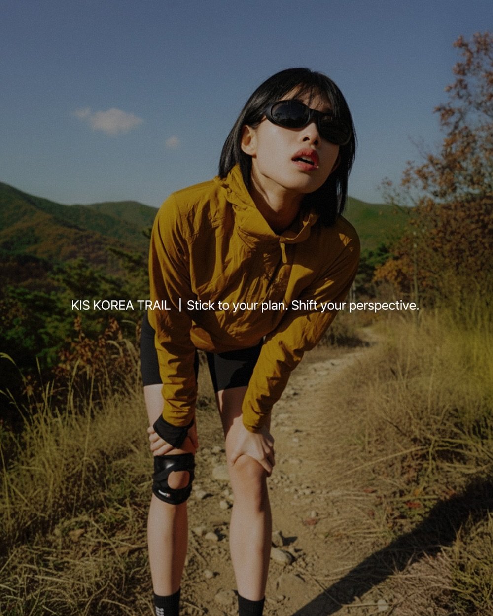 Photo by 스포플 in 대구스타디움 with @tratac_official, @zamst_korea, @paalik_official, and @kistrail_official. May be an image of one or more people, makeup, glasses, turtleneck, outdoors and text that says 'KIS KOREA TRAIL Stick to your plan. Shift your perspective.'.