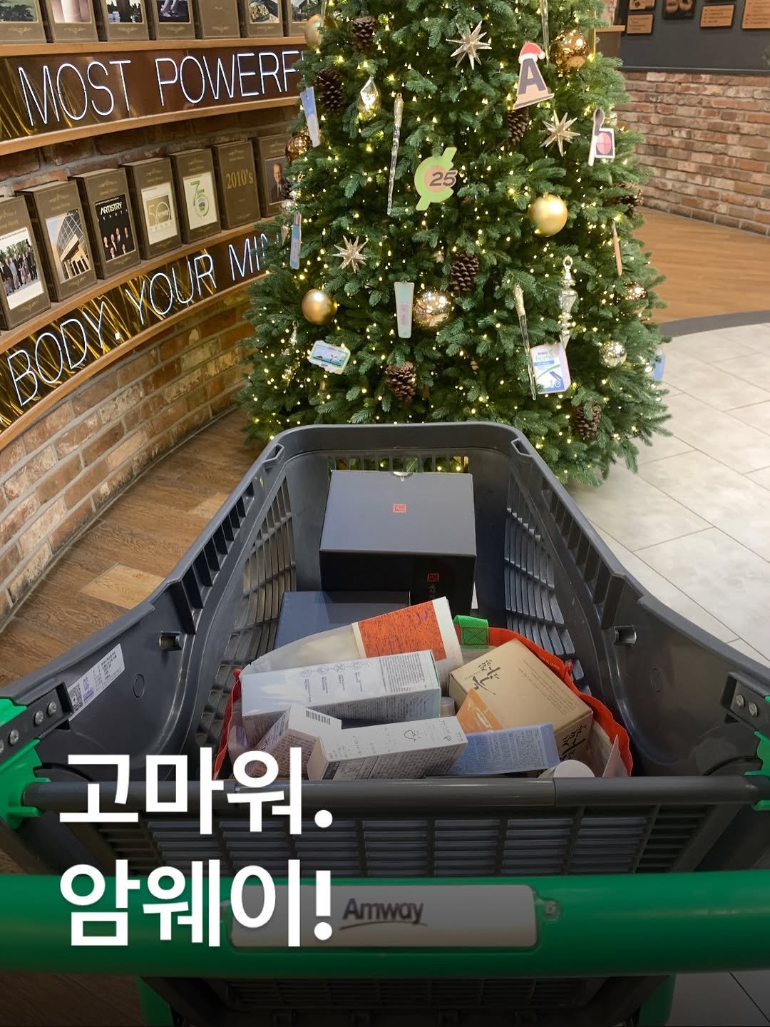 Photo by 잔잔바릐네➰암웨이 편집샵🛒 on December 25, 2025. May be an image of shopping cart and text.