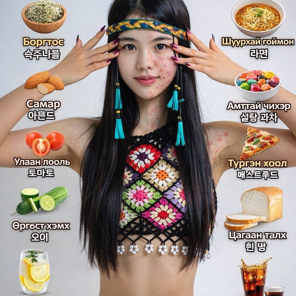 Photo by 지야 on February 03, 2026. May be an image of one or more people, hair, tofu, vegetable and text that says 'Боргтос 속주나를 Шуурхай Шуурхайгоймон гоймон 라면 Самар 아몬드 Амттай Амттайчихэр чихэр 설탕 설탕과차 과차 Улаанлооль Улаан ЛООЛЬ 토마토 Тургэн хоол 매스트주드 Θргбст Θргостхэмх хЭмХ 오이 Цагаан талх 틴빵 흰 빵'.