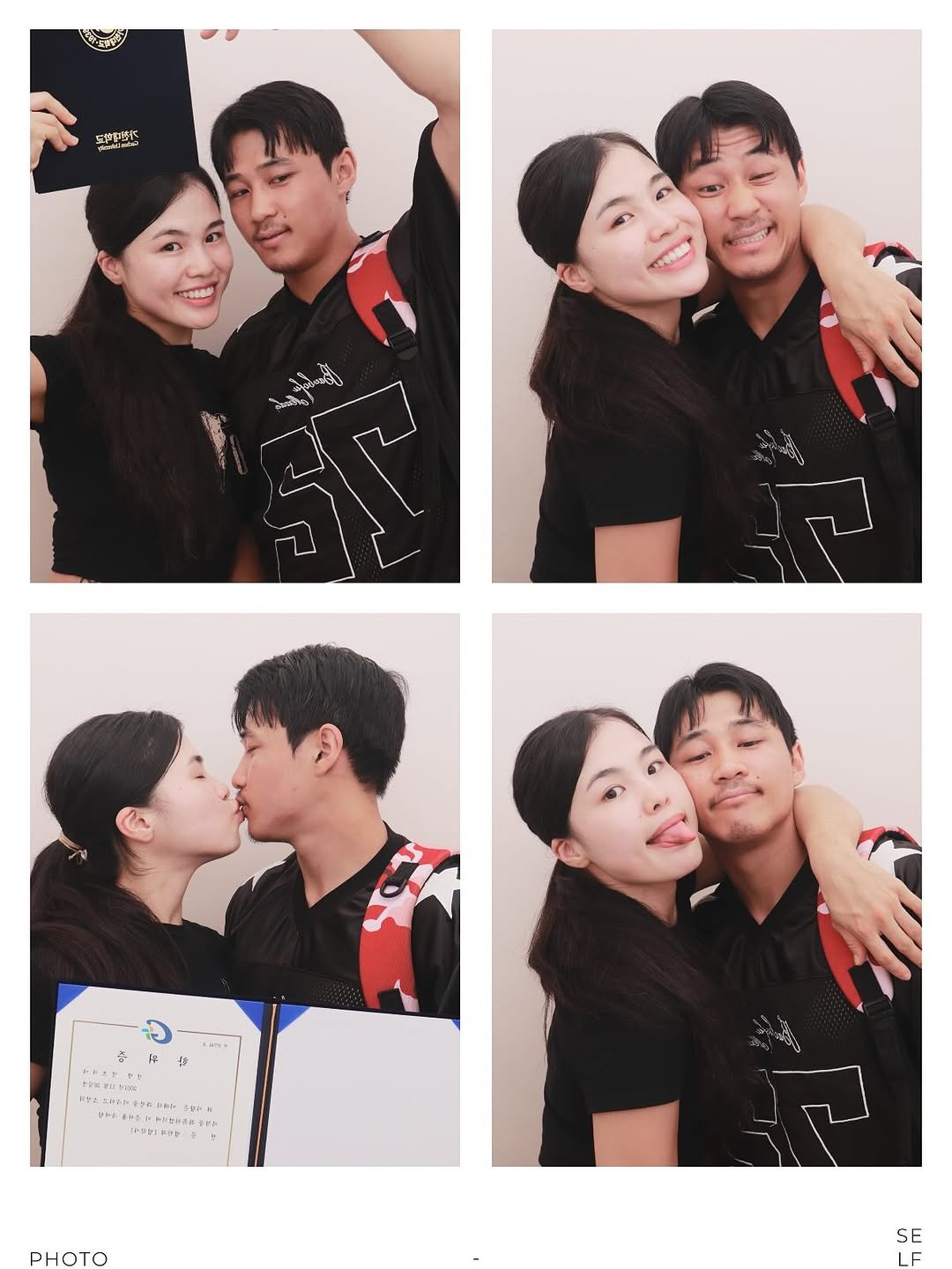 Photo shared by 지야 on August 24, 2025 tagging @mergedd_. May be a selfie of 7 people, people kissing and text.