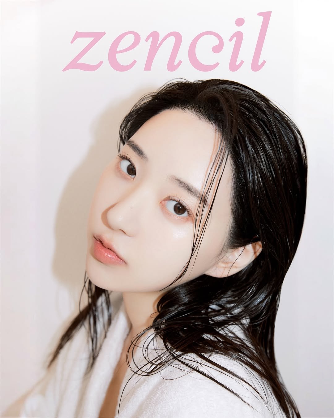 Photo shared by 신재은 ShinJaeeun on January 23, 2026 tagging @zencil.official. May be an image of one or more people, hair, makeup, magazine, poster and text that says 'zencil'.