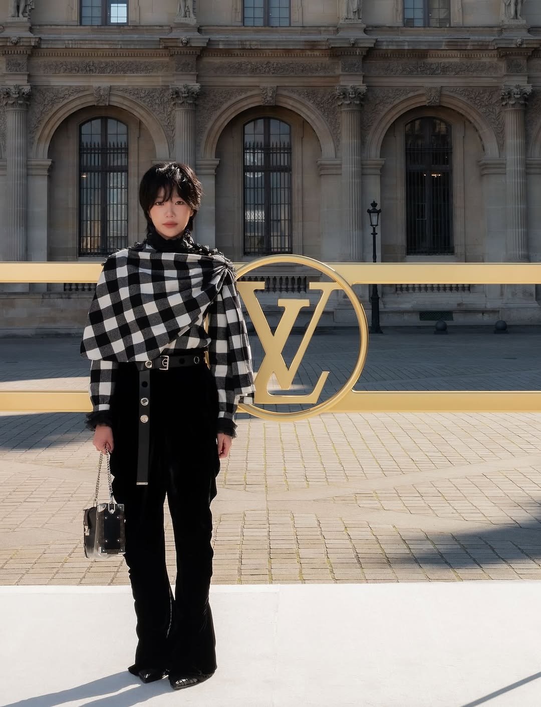 Photo by 조유리 JO YURI on October 01, 2025. May be an image of 1 person, turtleneck, beret and text.