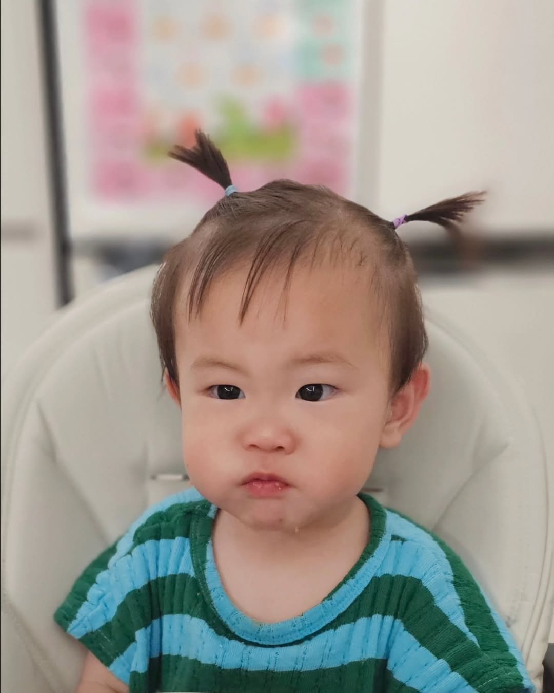 Photo shared by 두둥실 하우스 | 아이가있는집 on June 11, 2025 tagging @cocomoco_kids. May be an image of baby, hair and text.