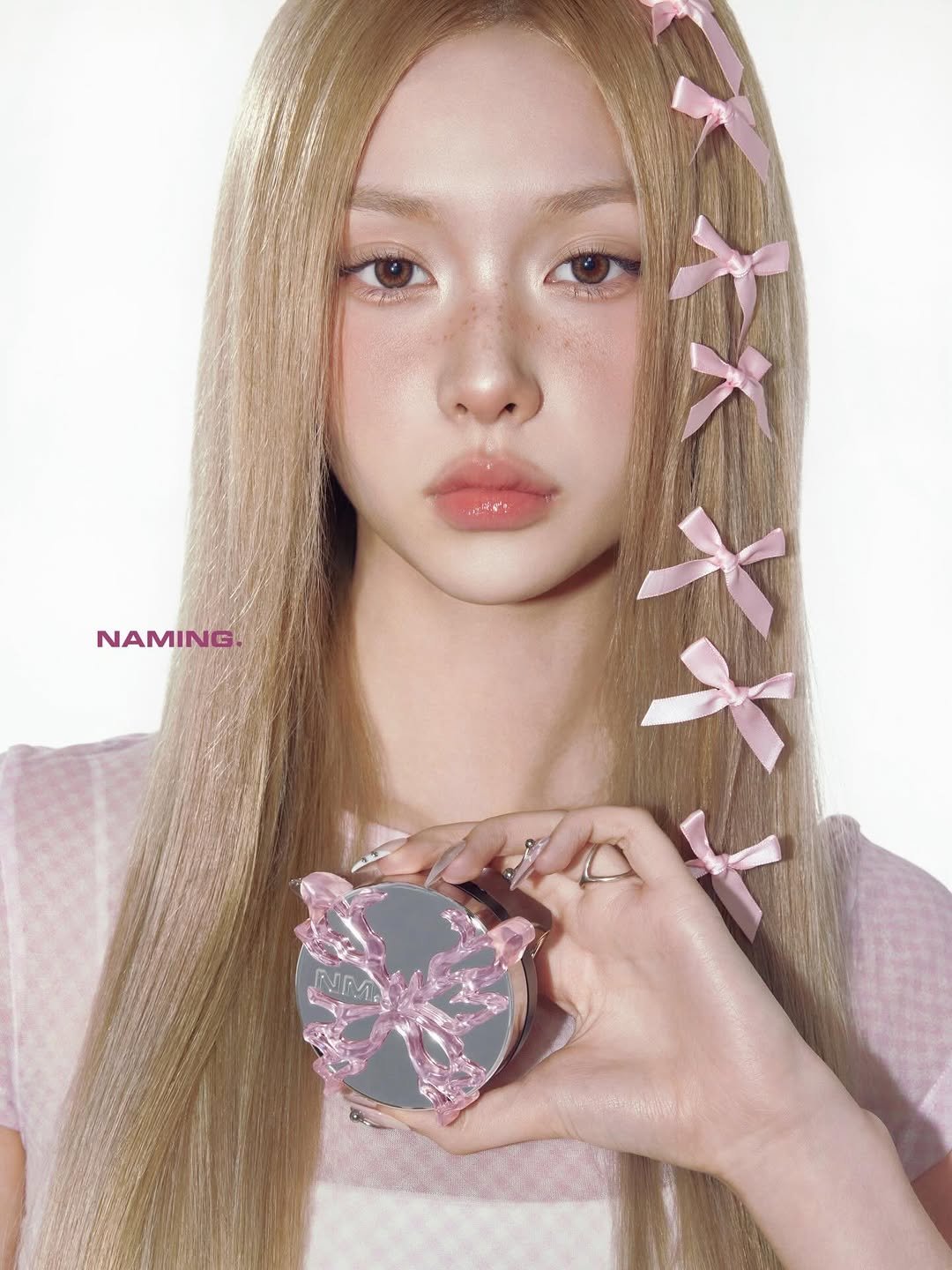 Photo shared by 헤어메이크업 연수 on February 02, 2026 tagging @naming.cosmetic. May be an image of one or more people, hair, makeup and text.